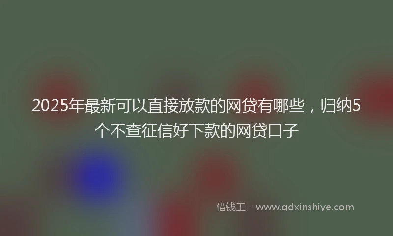 2025年最新可以直接放款的网贷有哪些，归纳5个不查征信好下款的网贷口子