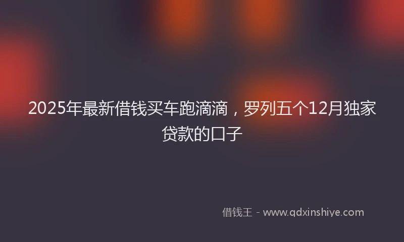 2025年最新借钱买车跑滴滴，罗列五个12月独家贷款的口子