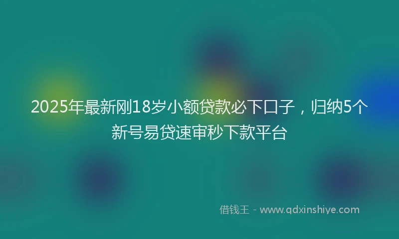 2025年最新刚18岁小额贷款必下口子，归纳5个新号易贷速审秒下款平台