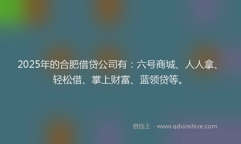 2025年的合肥借贷公司有：六号商城、人人拿、轻松借、掌上财富、蓝领贷等。
