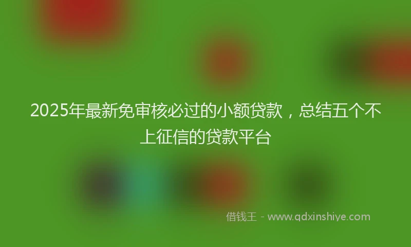 2025年最新免审核必过的小额贷款，总结五个不上征信的贷款平台