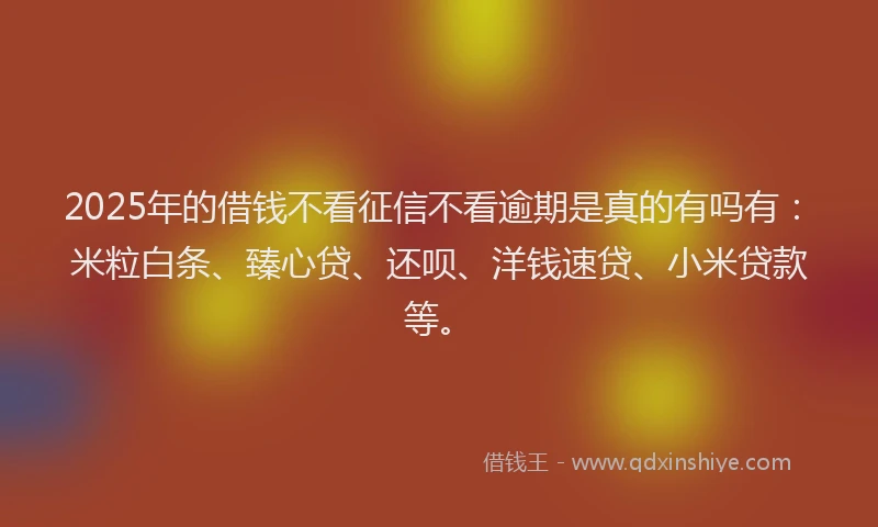 2025年的借钱不看征信不看逾期是真的有吗有：米粒白条、臻心贷、还呗、洋钱速贷、小米贷款等。