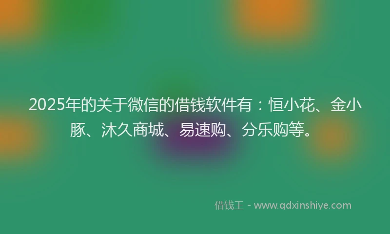 2025年的关于微信的借钱软件有：恒小花、金小豚、沐久商城、易速购、分乐购等。
