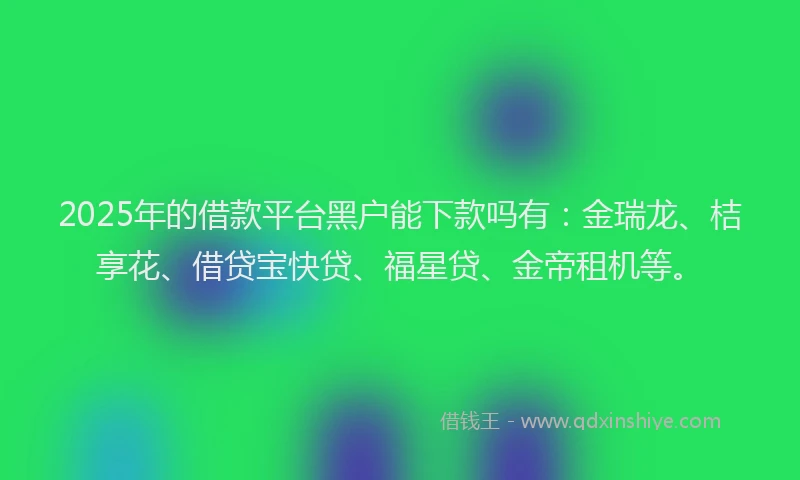 2025年的借款平台黑户能下款吗有：金瑞龙、桔享花、借贷宝快贷、福星贷、金帝租机等。