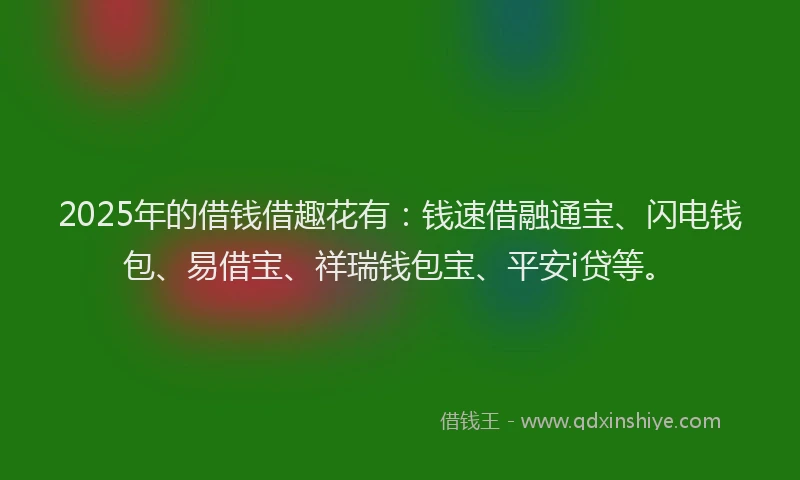 2025年的借钱借趣花有：钱速借融通宝、闪电钱包、易借宝、祥瑞钱包宝、平安i贷等。