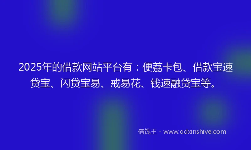 2025年的借款网站平台有：便荔卡包、借款宝速贷宝、闪贷宝易、戒易花、钱速融贷宝等。