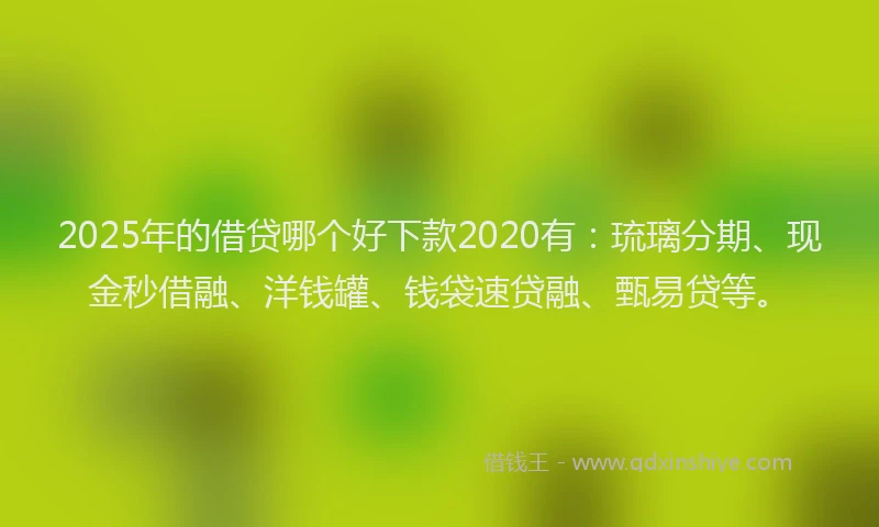 2025年的借贷哪个好下款2020有：琉璃分期、现金秒借融、洋钱罐、钱袋速贷融、甄易贷等。