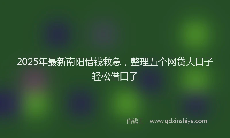 2025年最新南阳借钱救急，整理五个网贷大口子轻松借口子