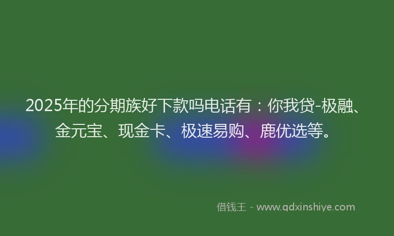 2025年的分期族好下款吗电话有：你我贷-极融、金元宝、现金卡、极速易购、鹿优选等。