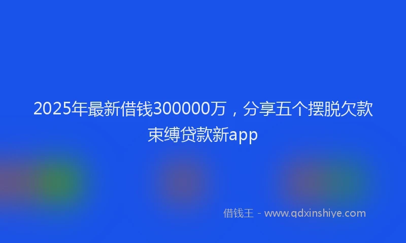 2025年最新借钱300000万，分享五个摆脱欠款束缚贷款新app