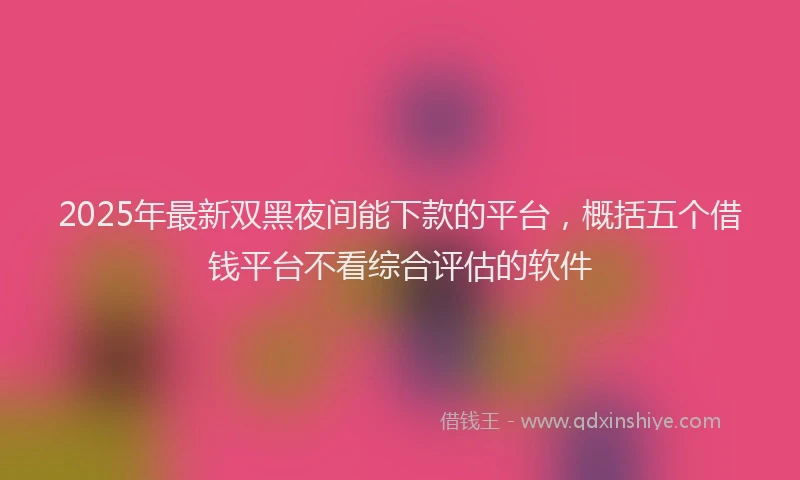 2025年最新双黑夜间能下款的平台，概括五个借钱平台不看综合评估的软件