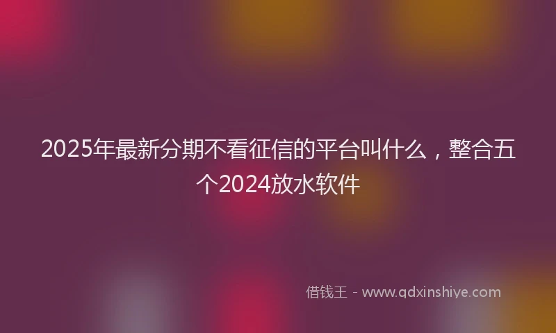 2025年最新分期不看征信的平台叫什么，整合五个2024放水软件