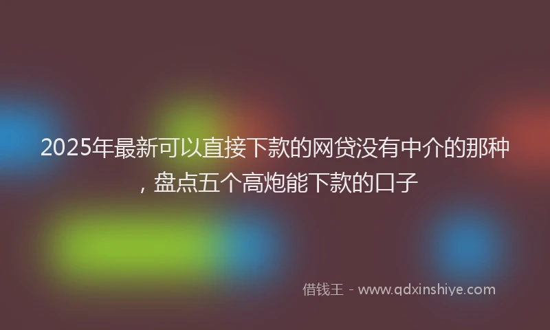 2025年最新可以直接下款的网贷没有中介的那种，盘点五个高炮能下款的口子