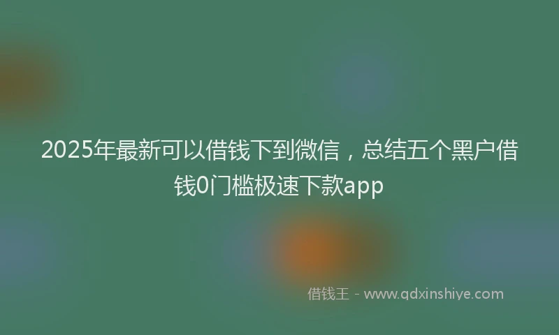 2025年最新可以借钱下到微信，总结五个黑户借钱0门槛极速下款app