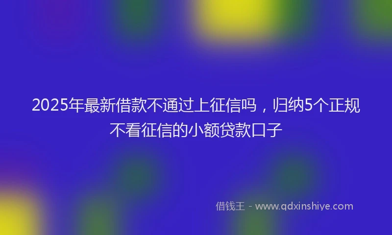 2025年最新借款不通过上征信吗，归纳5个正规不看征信的小额贷款口子