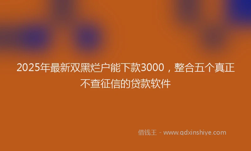 2025年最新双黑烂户能下款3000，整合五个真正不查征信的贷款软件