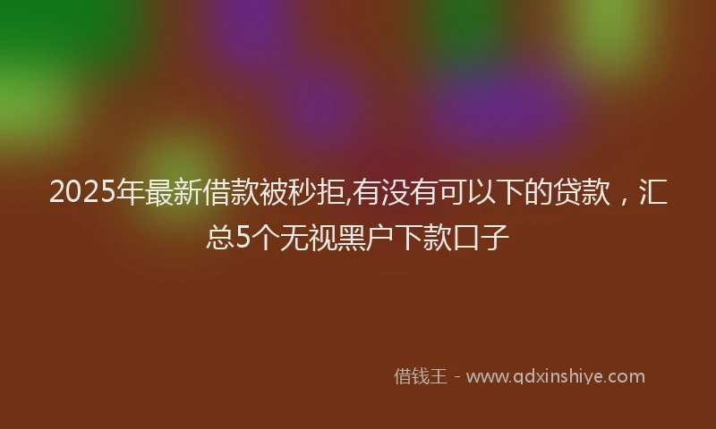2025年最新借款被秒拒,有没有可以下的贷款，汇总5个无视黑户下款口子