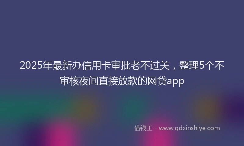 2025年最新办信用卡审批老不过关，整理5个不审核夜间直接放款的网贷app