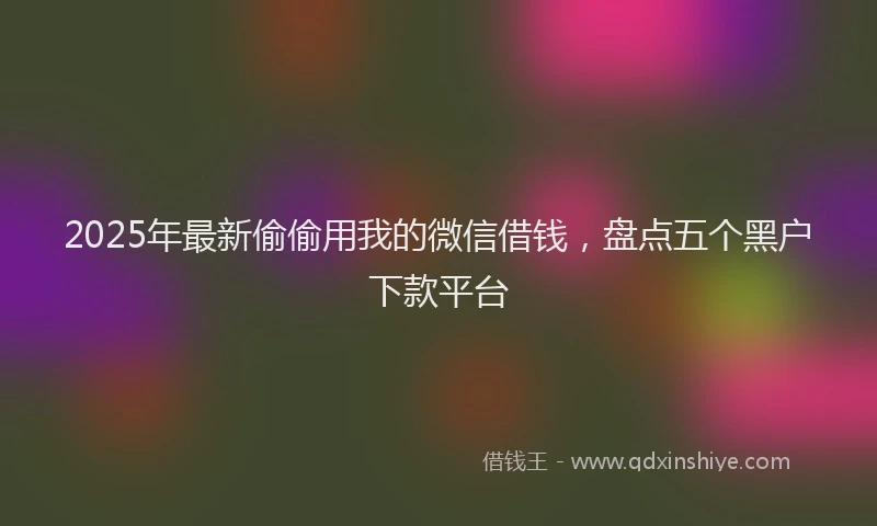 2025年最新偷偷用我的微信借钱，盘点五个黑户下款平台
