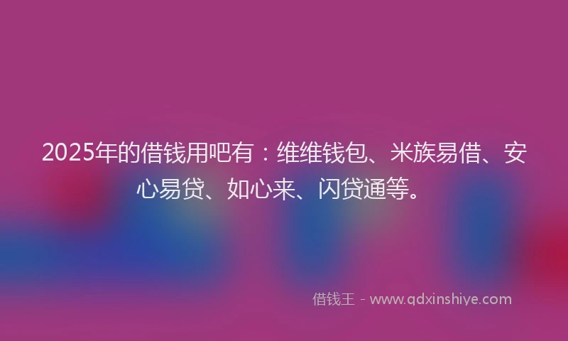 2025年的借钱用吧有：维维钱包、米族易借、安心易贷、如心来、闪贷通等。