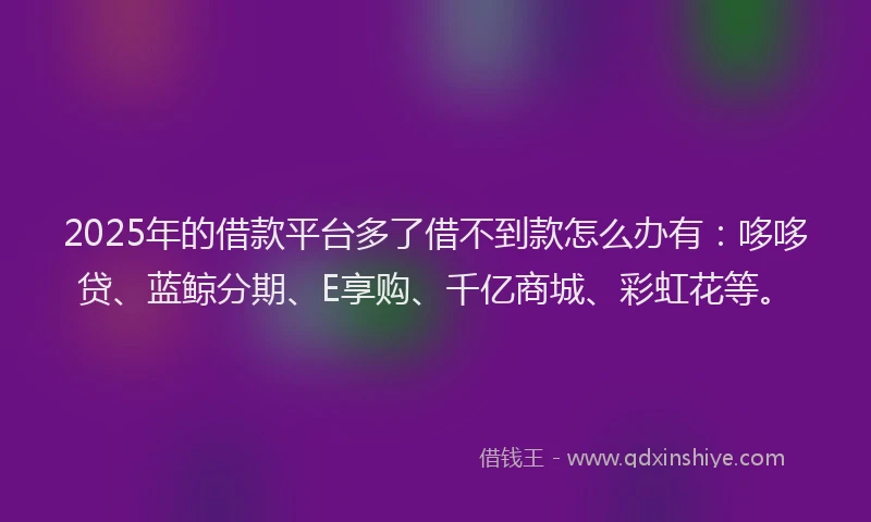 2025年的借款平台多了借不到款怎么办有：哆哆贷、蓝鲸分期、E享购、千亿商城、彩虹花等。