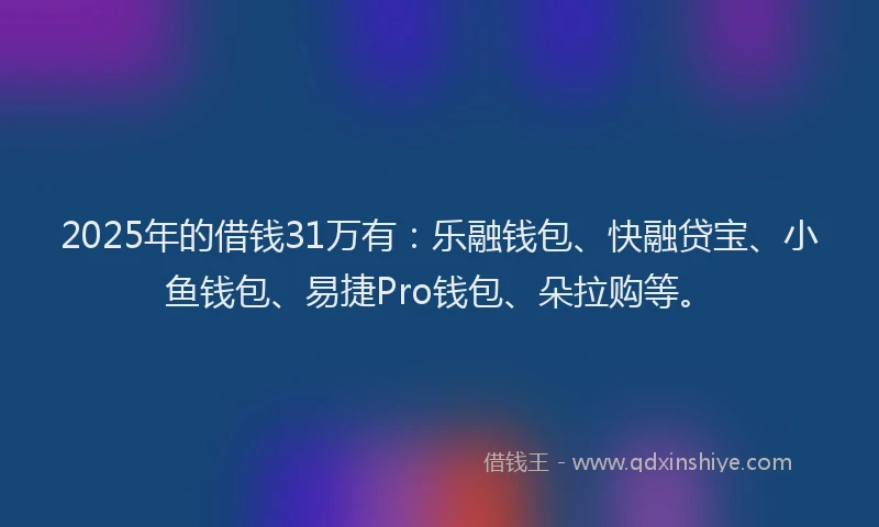 2025年的借钱31万有：乐融钱包、快融贷宝、小鱼钱包、易捷Pro钱包、朵拉购等。