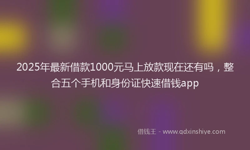 2025年最新借款1000元马上放款现在还有吗，整合五个手机和身份证快速借钱app