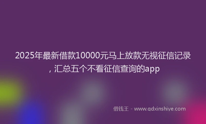 2025年最新借款10000元马上放款无视征信记录，汇总五个不看征信查询的app