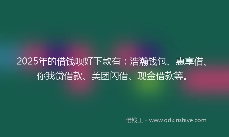 2025年的借钱呗好下款有：浩瀚钱包、惠享借、你我贷借款、美团闪借、现金借款等。