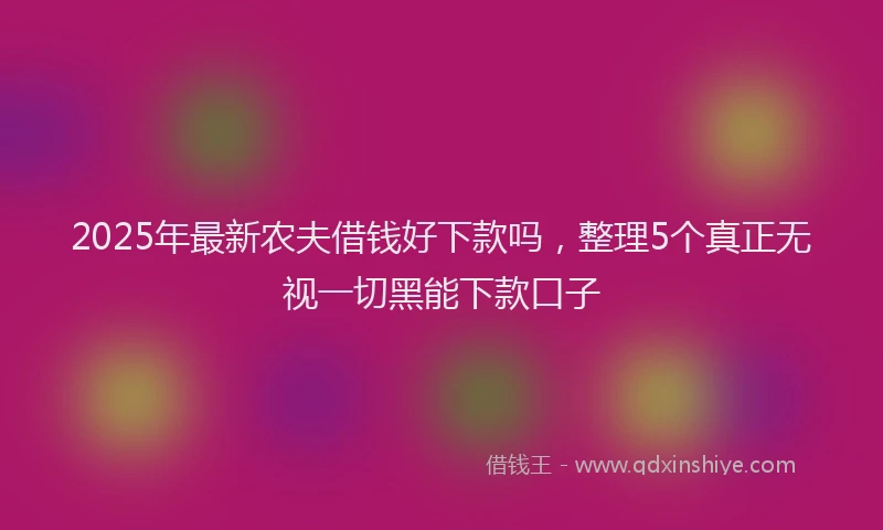 2025年最新农夫借钱好下款吗，整理5个真正无视一切黑能下款口子
