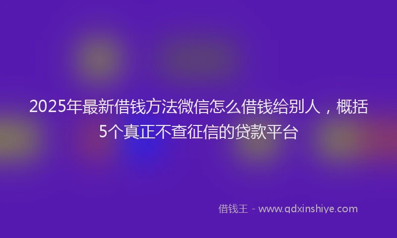 2025年最新借钱方法微信怎么借钱给别人，概括5个真正不查征信的贷款平台