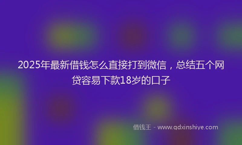 2025年最新借钱怎么直接打到微信，总结五个网贷容易下款18岁的口子