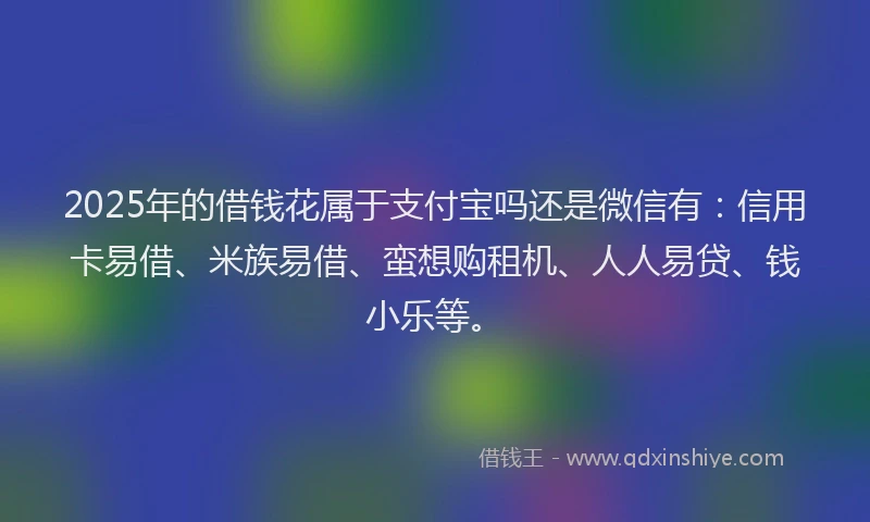 2025年的借钱花属于支付宝吗还是微信有：信用卡易借、米族易借、蛮想购租机、人人易贷、钱小乐等。