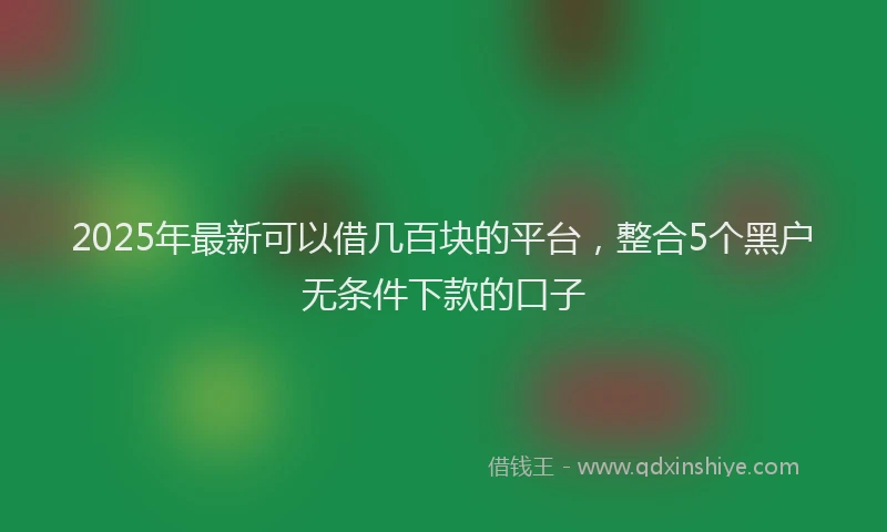 2025年最新可以借几百块的平台，整合5个黑户无条件下款的口子