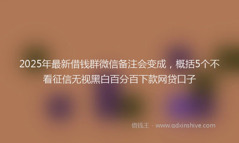 2025年最新借钱群微信备注会变成，概括5个不看征信无视黑白百分百下款网贷口子