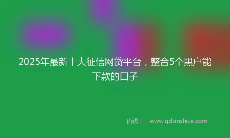 2025年最新十大征信网贷平台，整合5个黑户能下款的口子