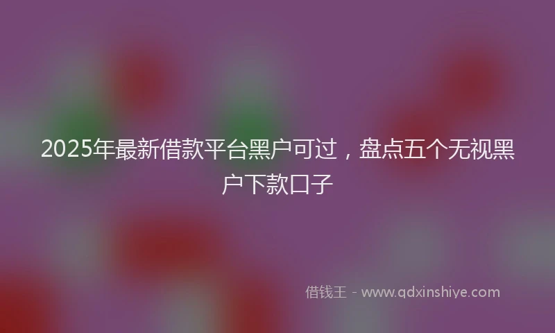 2025年最新借款平台黑户可过，盘点五个无视黑户下款口子