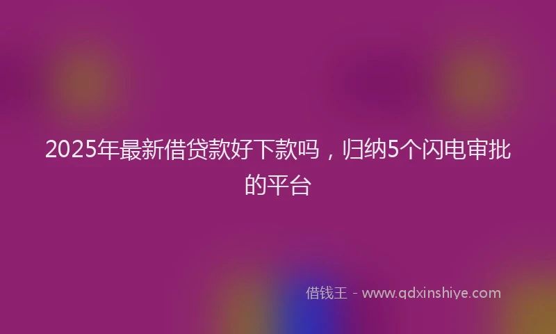 2025年最新借贷款好下款吗，归纳5个闪电审批的平台