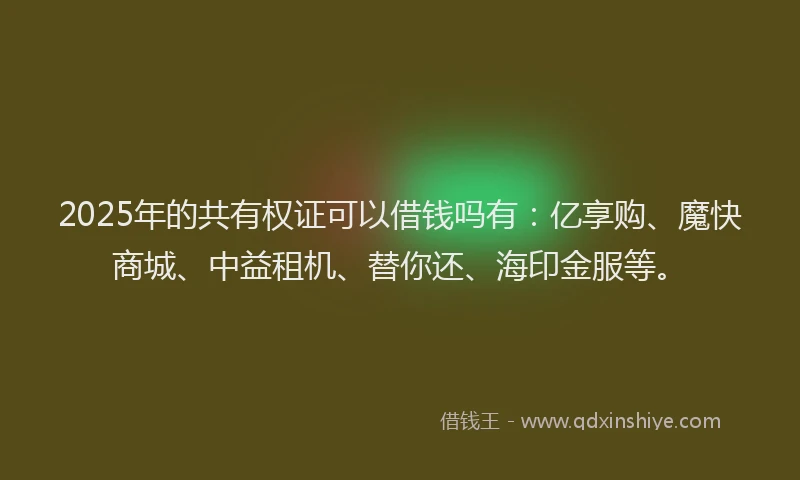 2025年的共有权证可以借钱吗有：亿享购、魔快商城、中益租机、替你还、海印金服等。