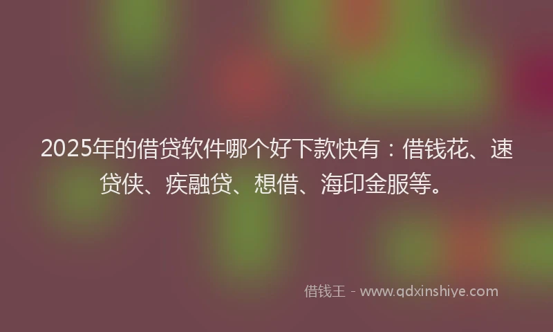 2025年的借贷软件哪个好下款快有：借钱花、速贷侠、疾融贷、想借、海印金服等。