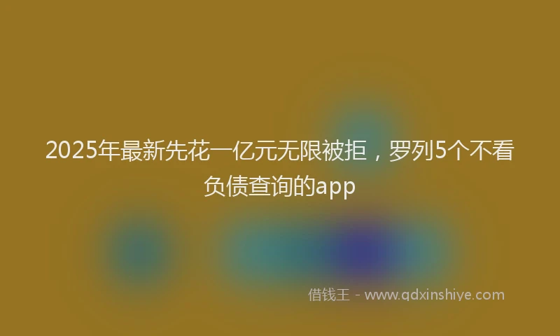 2025年最新先花一亿元无限被拒，罗列5个不看负债查询的app