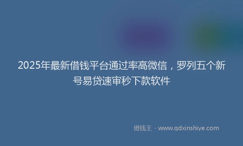 2025年最新借钱平台通过率高微信，罗列五个新号易贷速审秒下款软件