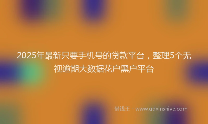 2025年最新只要手机号的贷款平台，整理5个无视逾期大数据花户黑户平台