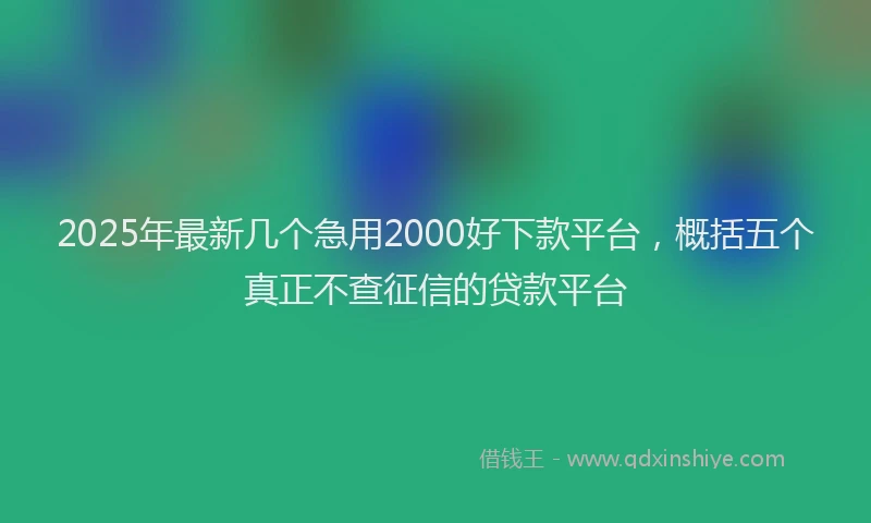 2025年最新几个急用2000好下款平台，概括五个真正不查征信的贷款平台