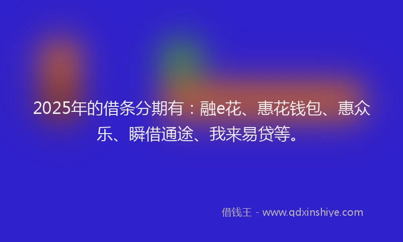 2025年的借条分期有：融e花、惠花钱包、惠众乐、瞬借通途、我来易贷等。