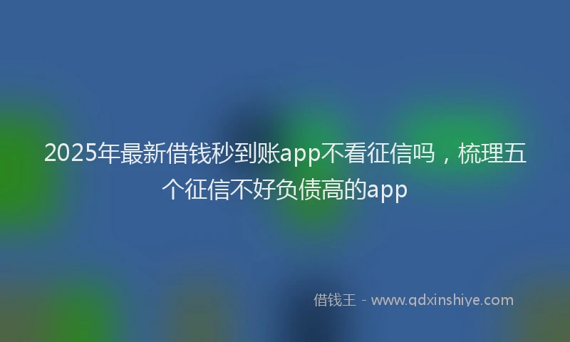 2025年最新借钱秒到账app不看征信吗，梳理五个征信不好负债高的app