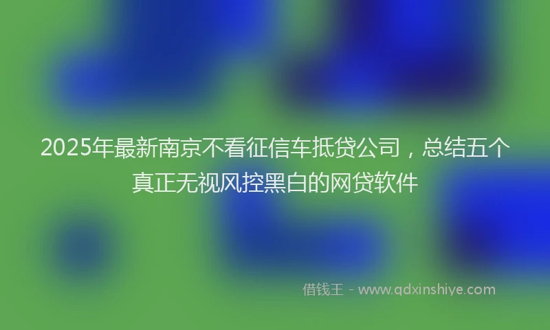 2025年最新南京不看征信车抵贷公司，总结五个真正无视风控黑白的网贷软件