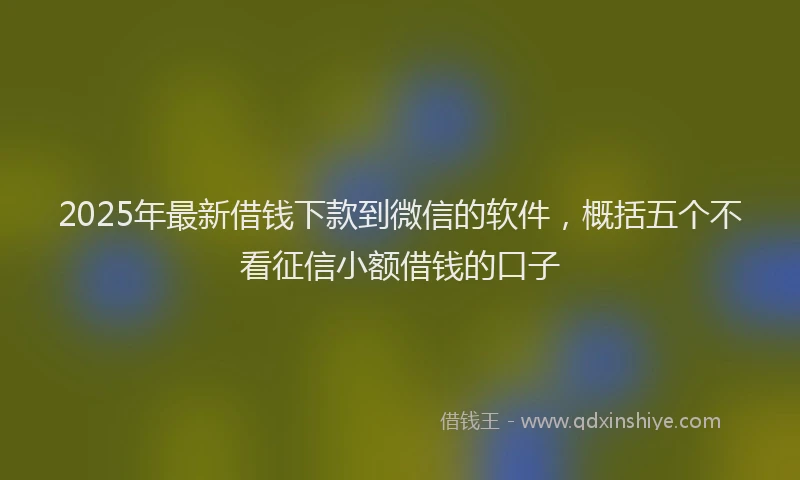 2025年最新借钱下款到微信的软件，概括五个不看征信小额借钱的口子