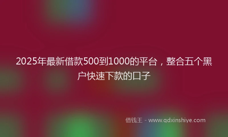 2025年最新借款500到1000的平台，整合五个黑户快速下款的口子