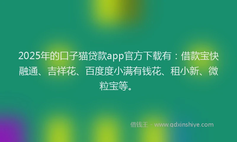 2025年的口子猫贷款app官方下载有：借款宝快融通、吉祥花、百度度小满有钱花、租小新、微粒宝等。